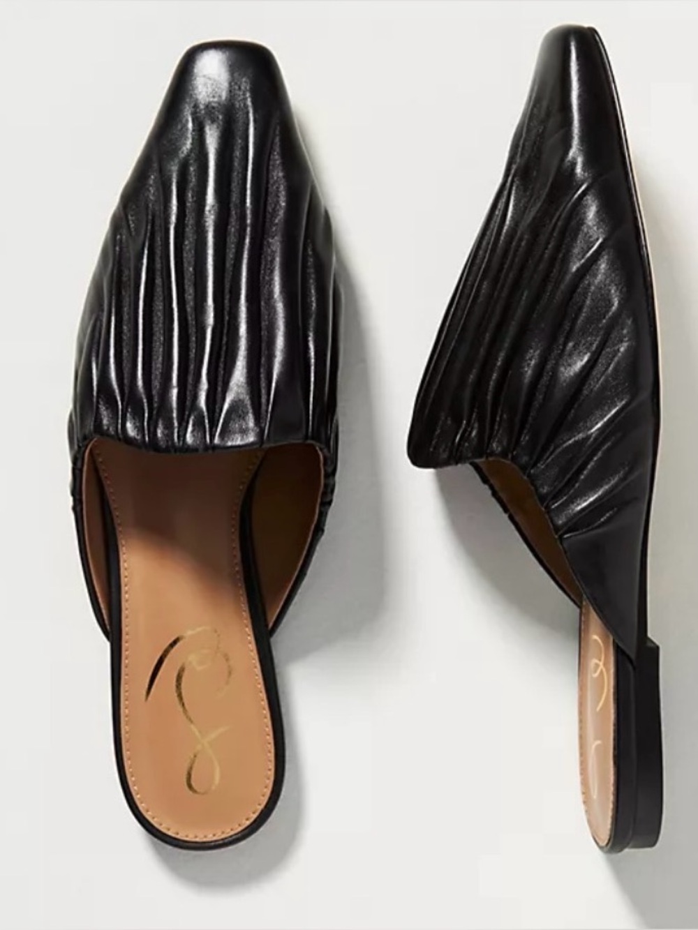 Sam Edelman Black Ruched Leather Pointed Mule